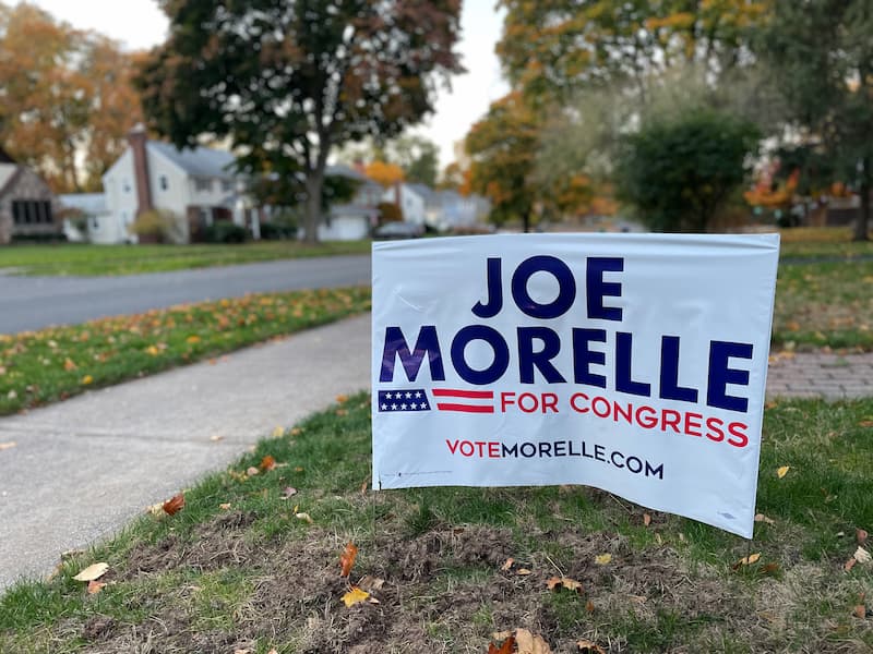 A "Joe Morelle for Congress" lawn sign